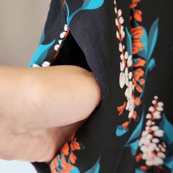 MASSIMO DUTTI | Floral Jumpsuit Black Pink Viscose Sz 2 - Picture 10 of 11